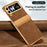 For Samsung Galaxy Z Flip3 5G Case Hinge Protection Leather Coated PC Folding Phone Cover - Brown - 2