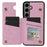 For Samsung Galaxy S24+ Case Card Slots Kickstand PU Leather Flower Pattern Back Cover - Rose Flower - 2
