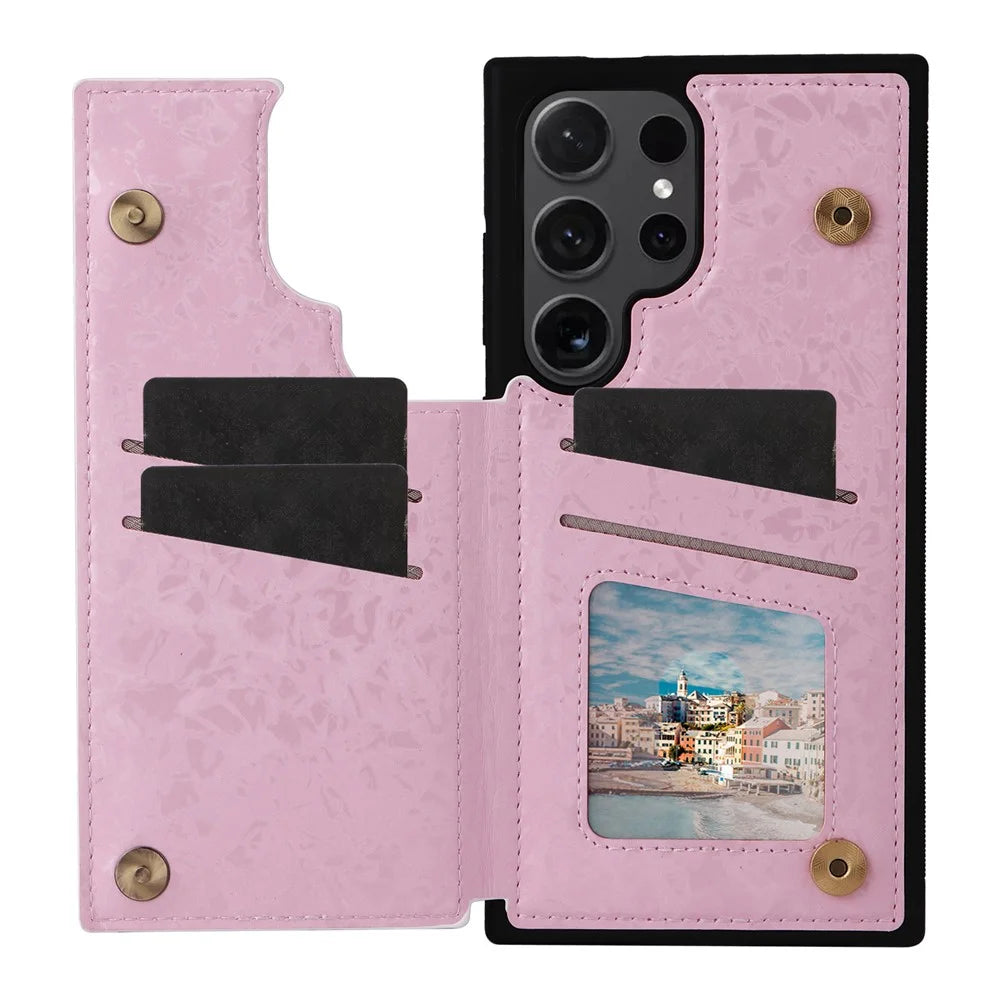 For Samsung Galaxy S24 Ultra Case PU Leather+TPU Flower Pattern Phone Cover with Dual Magnetic Clasp - Rose Flower - 2