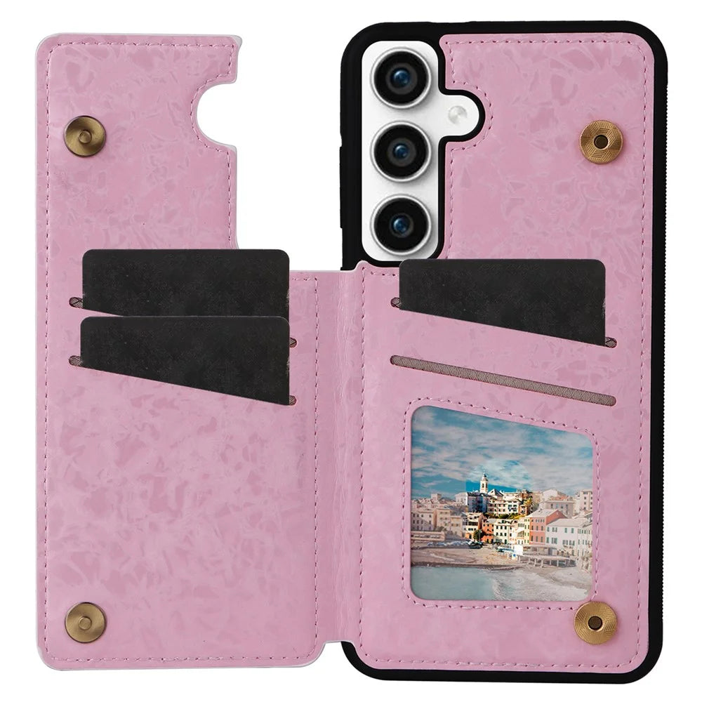For Samsung Galaxy S23 FE Case Flower Leather Coated TPU Phone Cover with RFID Blocking Wallet - Dried Flower - 2