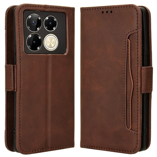 For Infinix Note 40 Pro 4G X6850 Magnetic Phone Case with Multiple Card Holders - Brown - 1