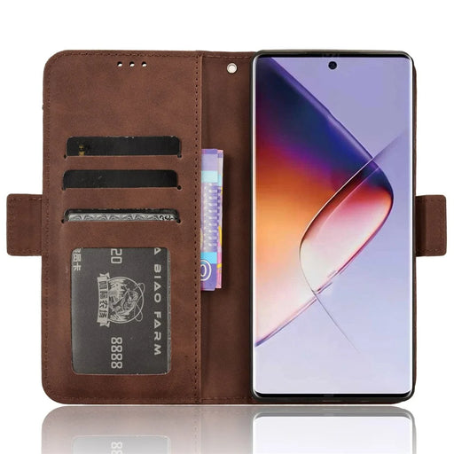 For Infinix Note 40 Pro 4G X6850 Magnetic Phone Case with Multiple Card Holders - Brown - 2
