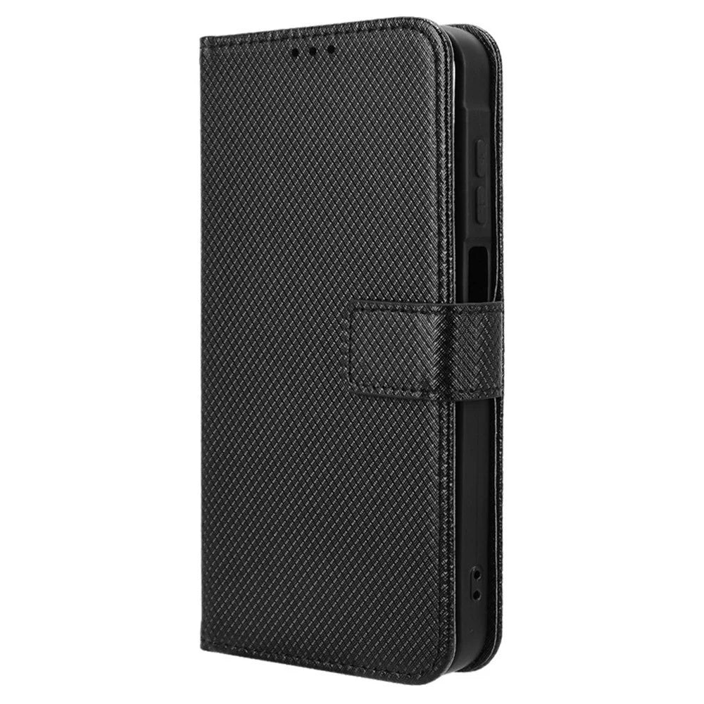 For Samsung Galaxy M55 5G / C55 5G / F55 5G Case Diamond Texture PU Leather Wallet Phone Cover TPU Inner Shell - Black - 7