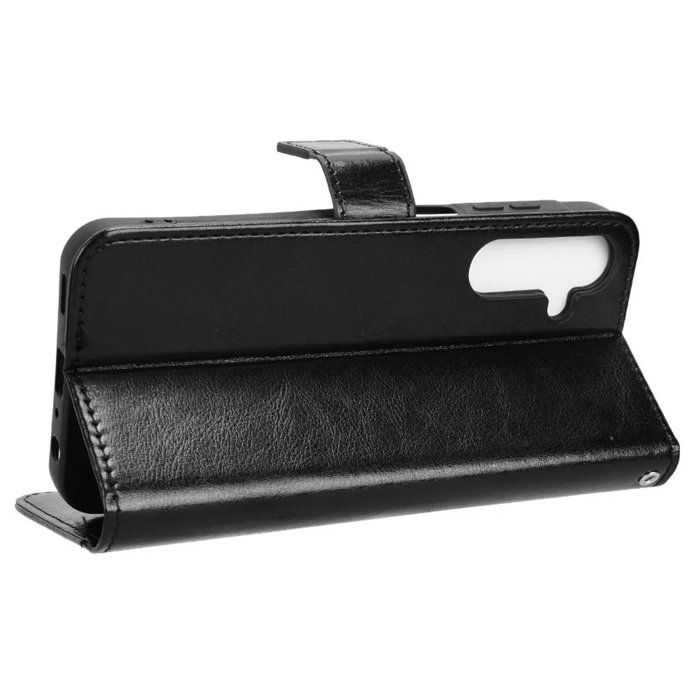 For Samsung Galaxy M55 5G / C55 5G / F55 5G Case Crazy Horse Texture Leather Phone Cover with Wallet Stand - Black - 3