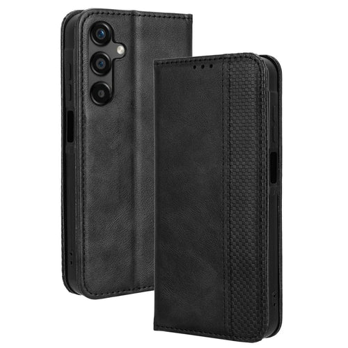 For Samsung Galaxy M55 5G / C55 5G / F55 5G Wallet Phone Case Retro Leather Flip Cover - Black - 1