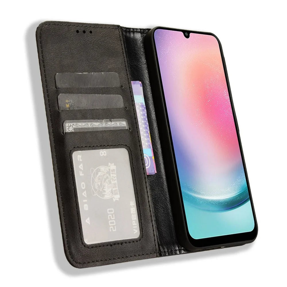For Samsung Galaxy M55 5G / C55 5G / F55 5G Wallet Phone Case Retro Leather Flip Cover - Black - 2