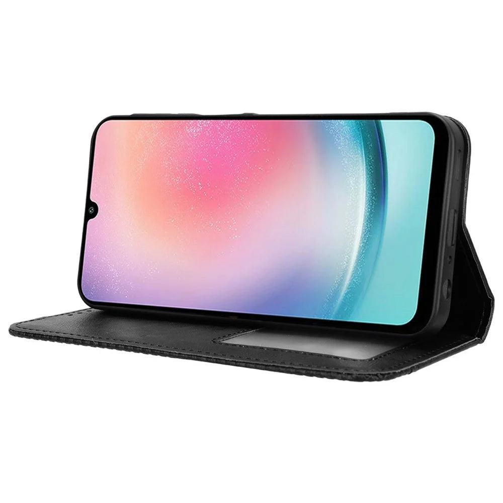 For Samsung Galaxy M55 5G / C55 5G / F55 5G Wallet Phone Case Retro Leather Flip Cover - Black - 3