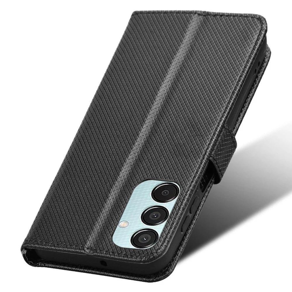For Samsung Galaxy F15 5G / M15 5G Wallet Case Diamond Texture Leather Phone Cover - Black - 4