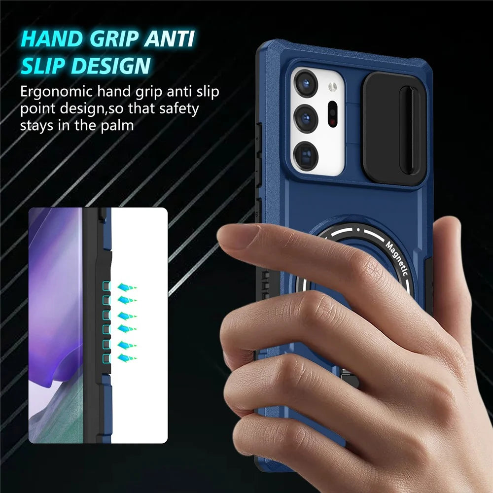 For Samsung Galaxy Note20 Ultra / Note20 Ultra 5G Case Anti-drop PC+TPU Phone Shell Magnetic Case - Sapphire - 2