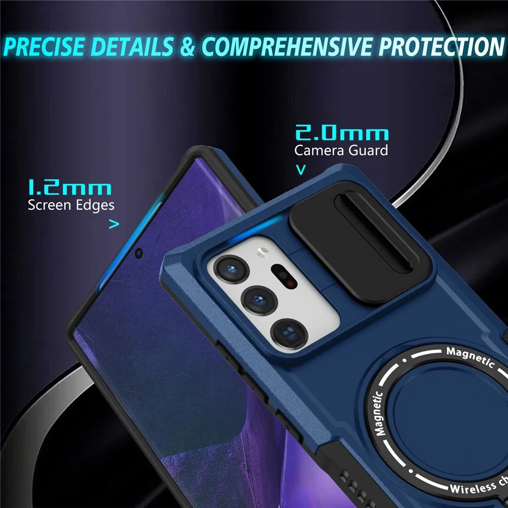 For Samsung Galaxy Note20 Ultra / Note20 Ultra 5G Case Anti-drop PC+TPU Phone Shell Magnetic Case - Sapphire - 3