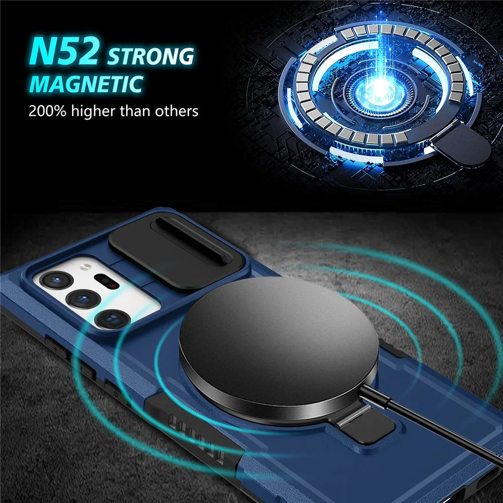 For Samsung Galaxy Note20 Ultra / Note20 Ultra 5G Case Anti-drop PC+TPU Phone Shell Magnetic Case - Sapphire - 4
