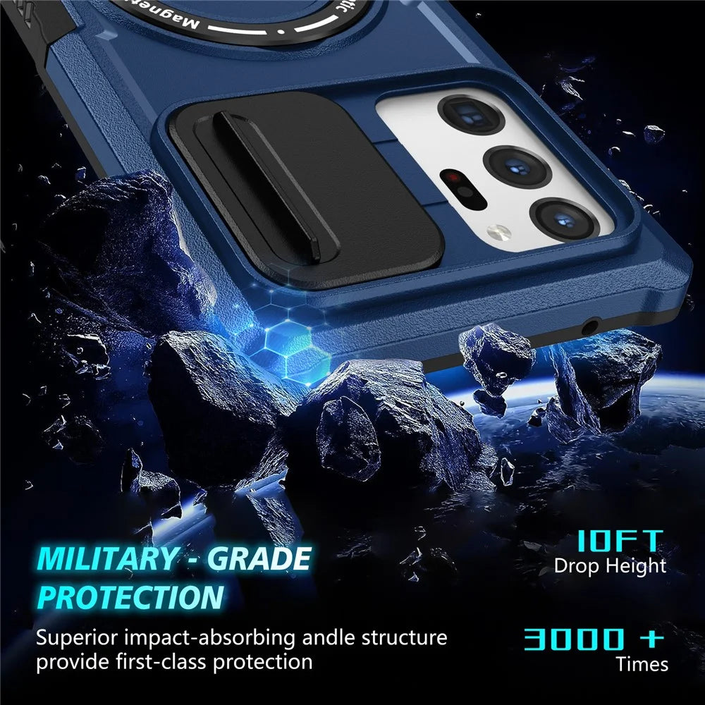 For Samsung Galaxy Note20 Ultra / Note20 Ultra 5G Case Anti-drop PC+TPU Phone Shell Magnetic Case - Sapphire - 5