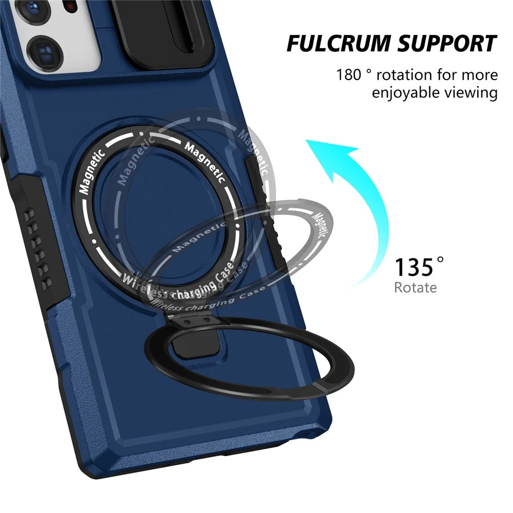 For Samsung Galaxy Note20 Ultra / Note20 Ultra 5G Case Anti-drop PC+TPU Phone Shell Magnetic Case - Sapphire - 6