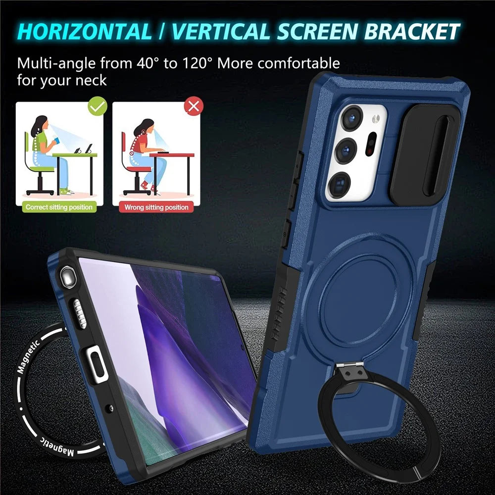 For Samsung Galaxy Note20 Ultra / Note20 Ultra 5G Case Anti-drop PC+TPU Phone Shell Magnetic Case - Sapphire - 7
