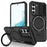 For Samsung Galaxy S22+ 5G kickstand Case PC+TPU Magnetic Phone Shell with Lens Cover - Black - 1