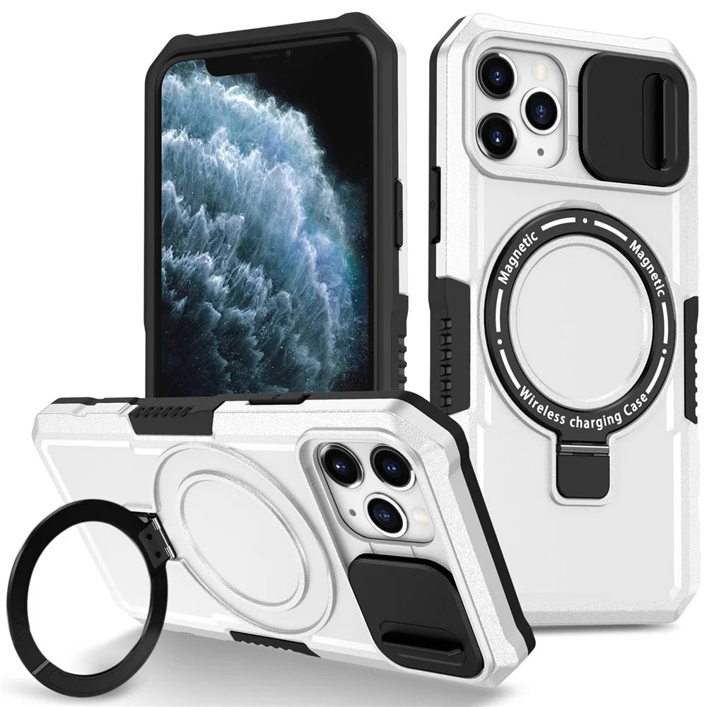 For iPhone 11 Pro Case Compatible with MagSafe PC+TPU Camera Protection Phone Cover - Black / White - 1