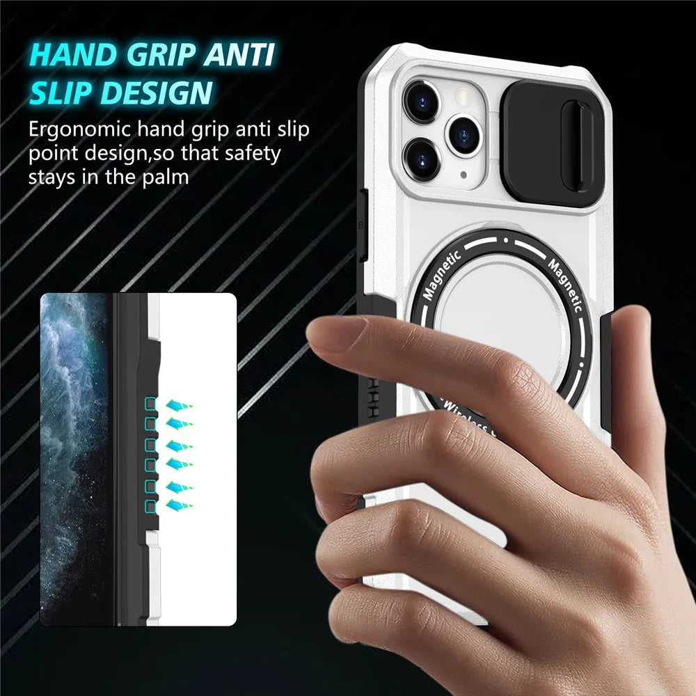 For iPhone 11 Pro Case Compatible with MagSafe PC+TPU Camera Protection Phone Cover - Black / White - 2