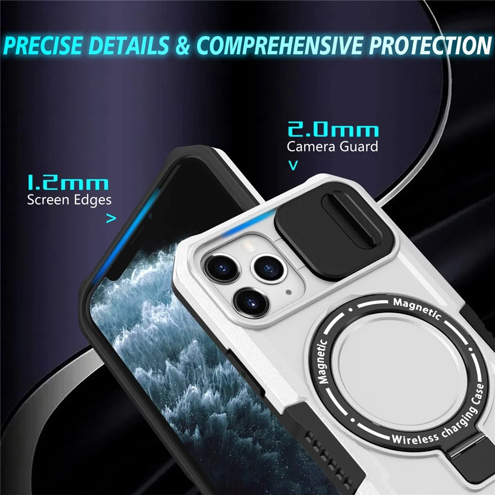 For iPhone 11 Pro Case Compatible with MagSafe PC+TPU Camera Protection Phone Cover - Black / White - 3