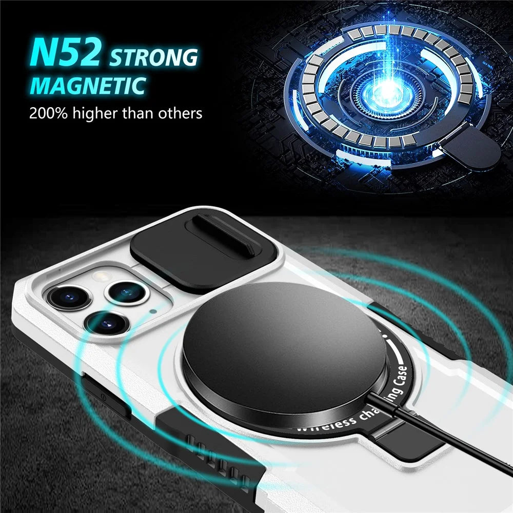 For iPhone 11 Pro Case Compatible with MagSafe PC+TPU Camera Protection Phone Cover - Black / White - 4
