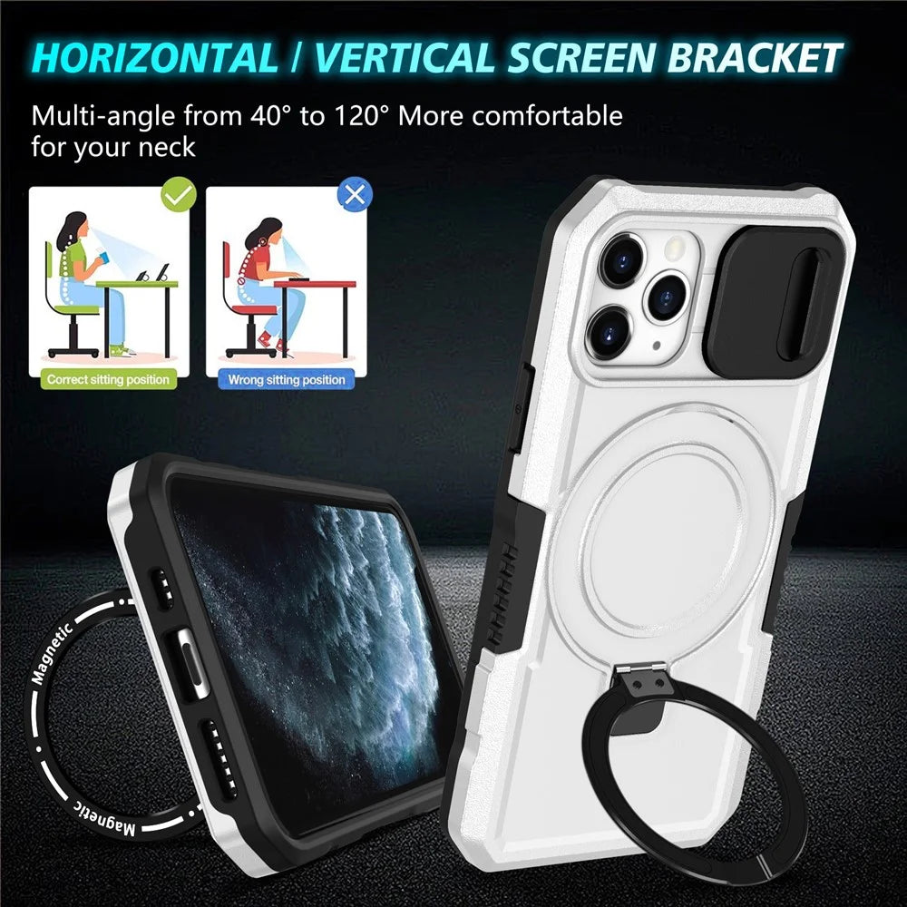 For iPhone 11 Pro Case Compatible with MagSafe PC+TPU Camera Protection Phone Cover - Black / White - 7