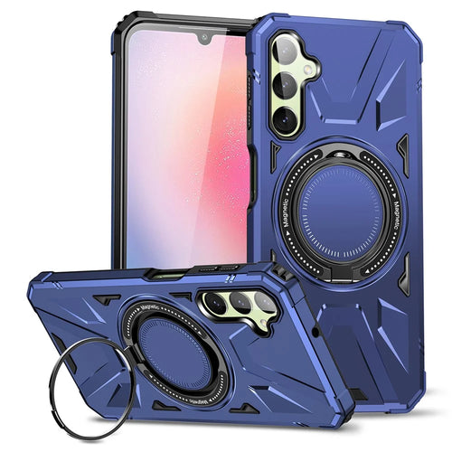 For Samsung Galaxy A05s 4G Magnetic Case TPU+PC Kickstand Phone Cover - Navy Blue - 1