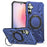 For Samsung Galaxy A35 5G Magnetic Case Ring Holder Kickstand TPU+PC Phone Cover - Navy Blue - 1