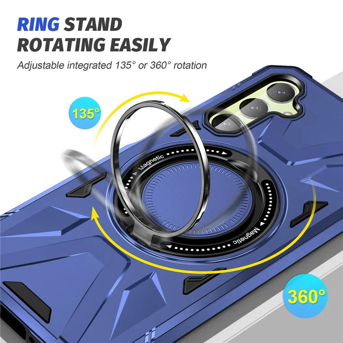 For Samsung Galaxy A35 5G Magnetic Case Ring Holder Kickstand TPU+PC Phone Cover - Navy Blue - 3