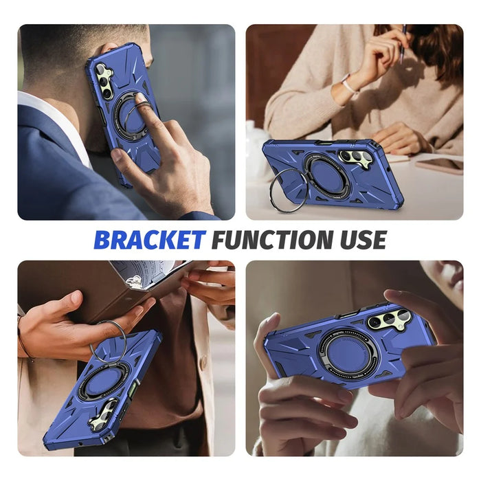 For Samsung Galaxy A35 5G Magnetic Case Ring Holder Kickstand TPU+PC Phone Cover - Navy Blue - 7