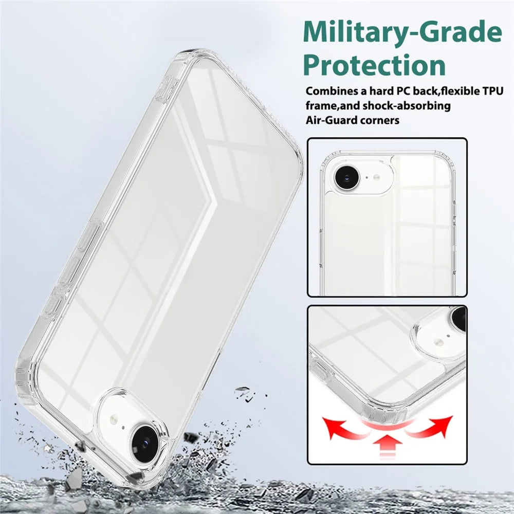 For iPhone 17e / 16e Case TPU+Acrylic Crystal Transparent Protective Phone Cover - 5