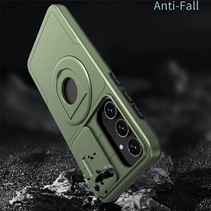 For Samsung Galaxy A35 5G Case with Slide Camera Cover TPU+PC Phone Protector - Green - 2