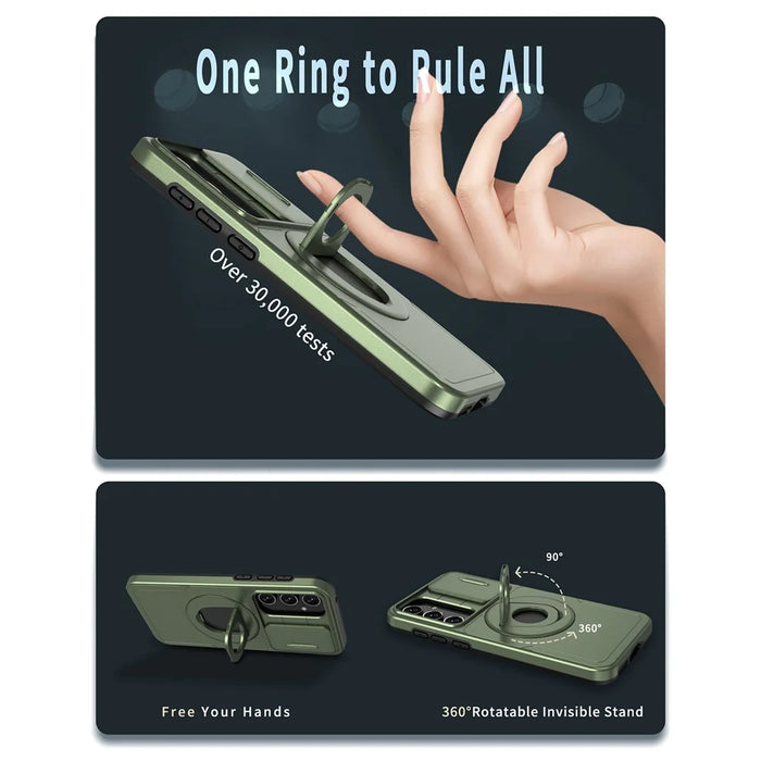 For Samsung Galaxy A35 5G Case with Slide Camera Cover TPU+PC Phone Protector - Green - 5