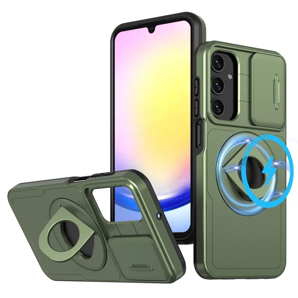 For Samsung Galaxy A15 4G / 5G Case Camera Lid TPU+PC Drop Protection Phone Cover - Green - 1