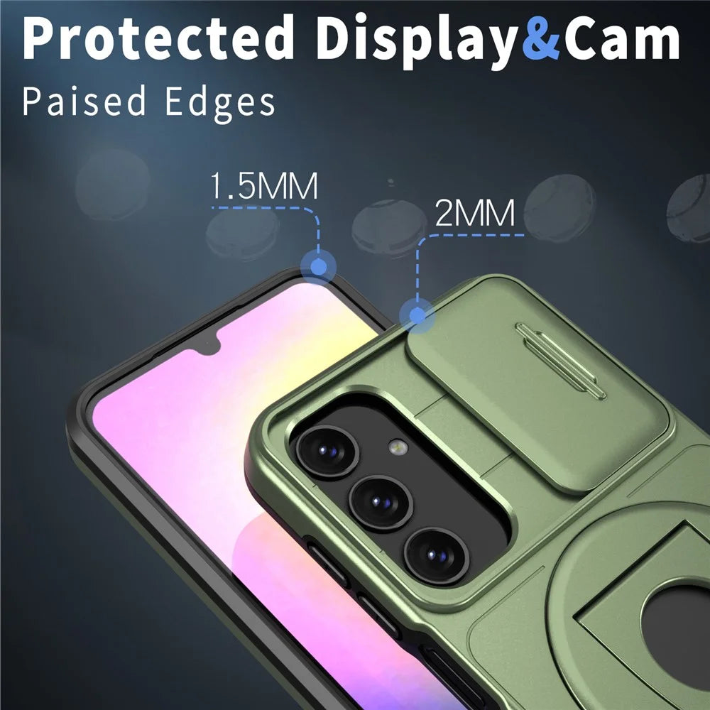 For Samsung Galaxy A15 4G / 5G Case Camera Lid TPU+PC Drop Protection Phone Cover - Green - 4
