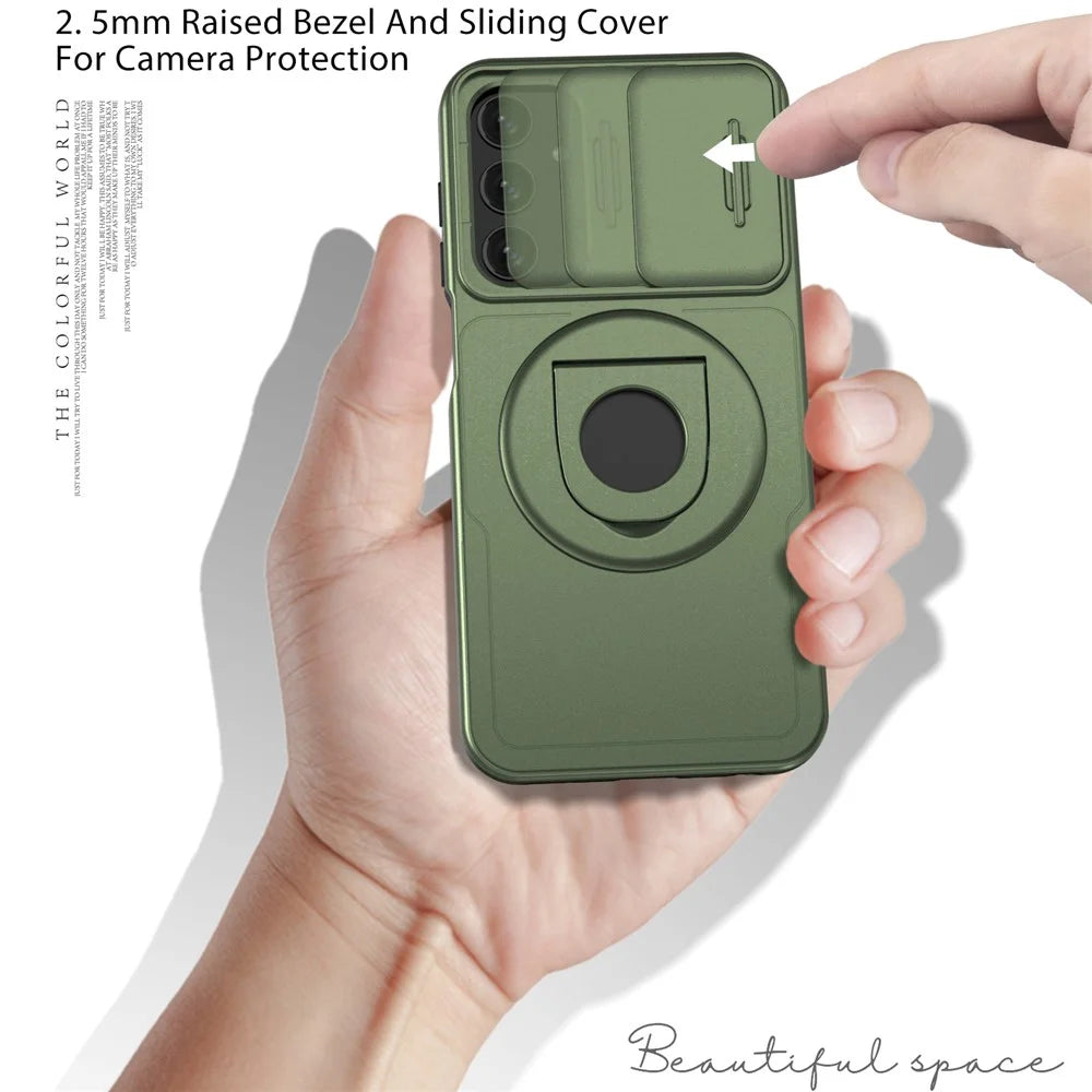 For Samsung Galaxy A15 4G / 5G Case Camera Lid TPU+PC Drop Protection Phone Cover - Green - 5