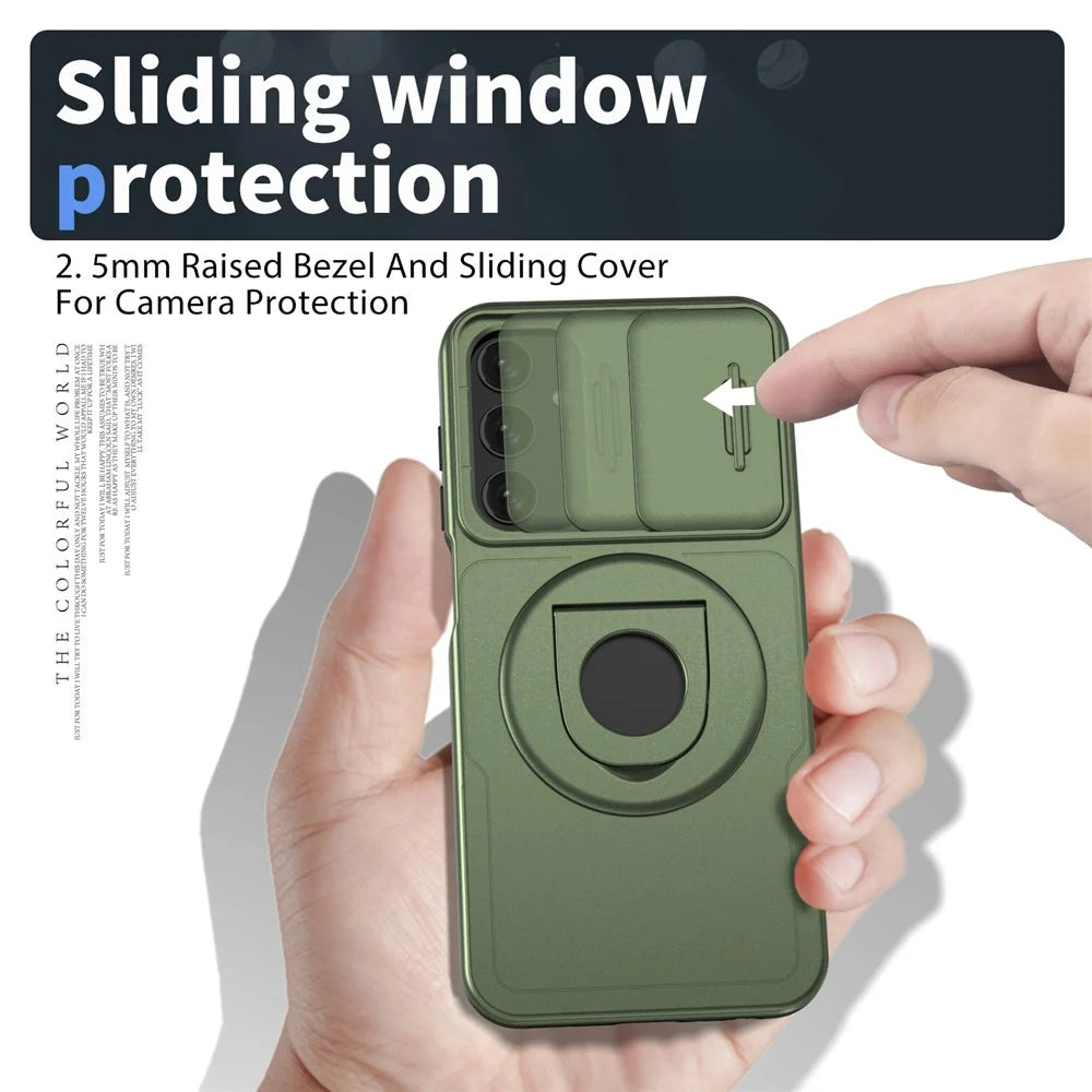 For Samsung Galaxy A25 5G (Global) (161.0 x 76.5 x 8.3mm) Case Kickstand TPU+PC Magnetic Phone Cover - Green - 5