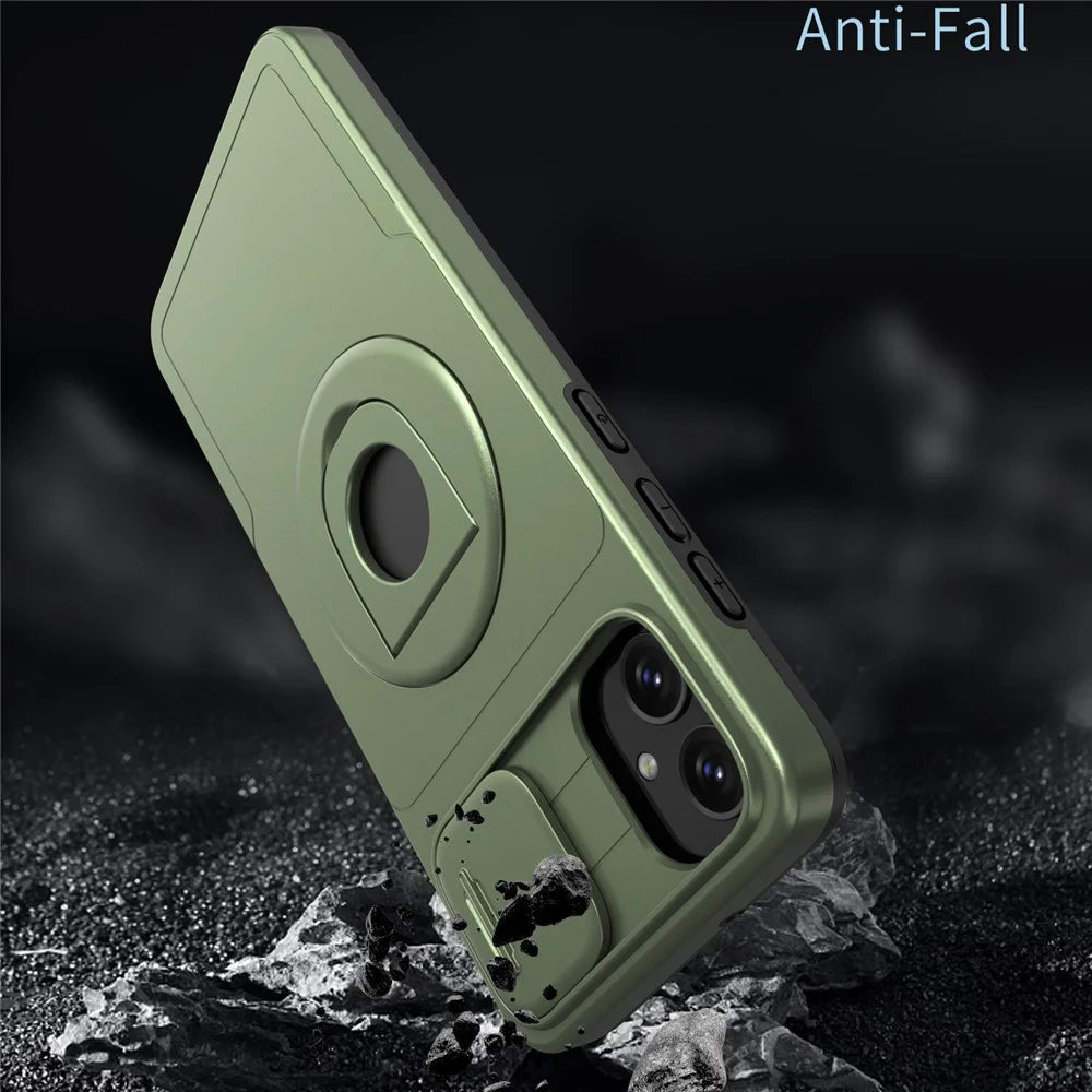 For Samsung Galaxy A05 4G Case Camera Protection Kickstand Dual Layer Hybrid TPU+PC Phone Cover - Green - 2