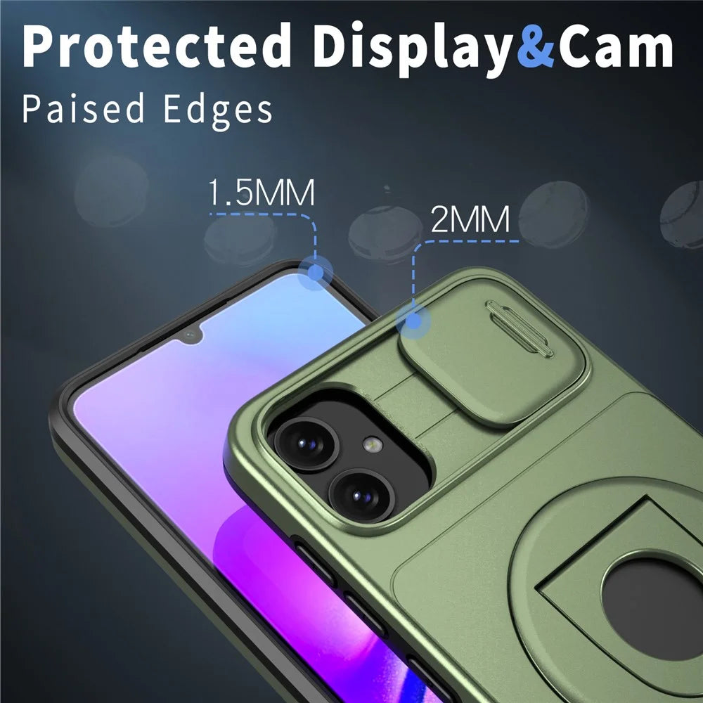 For Samsung Galaxy A05 4G Case Camera Protection Kickstand Dual Layer Hybrid TPU+PC Phone Cover - Green - 3