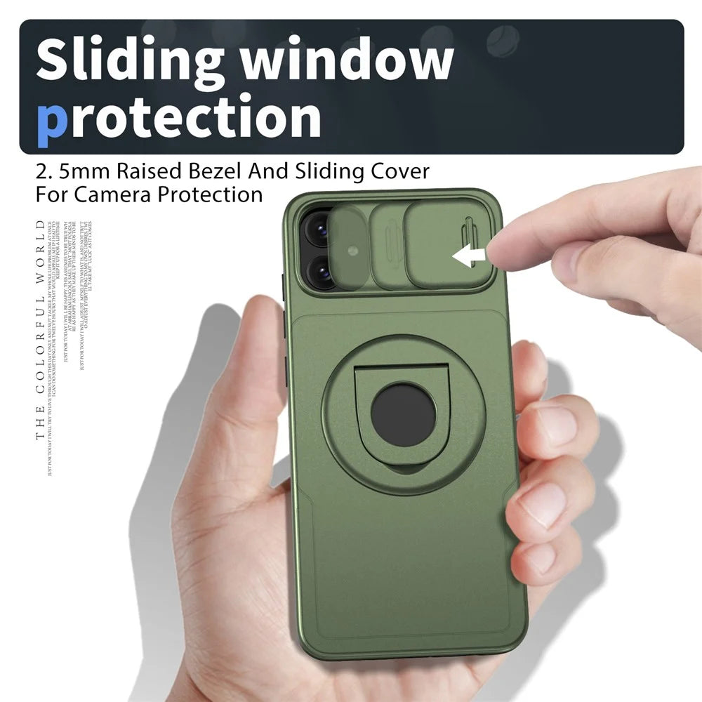 For Samsung Galaxy A05 4G Case Camera Protection Kickstand Dual Layer Hybrid TPU+PC Phone Cover - Green - 4
