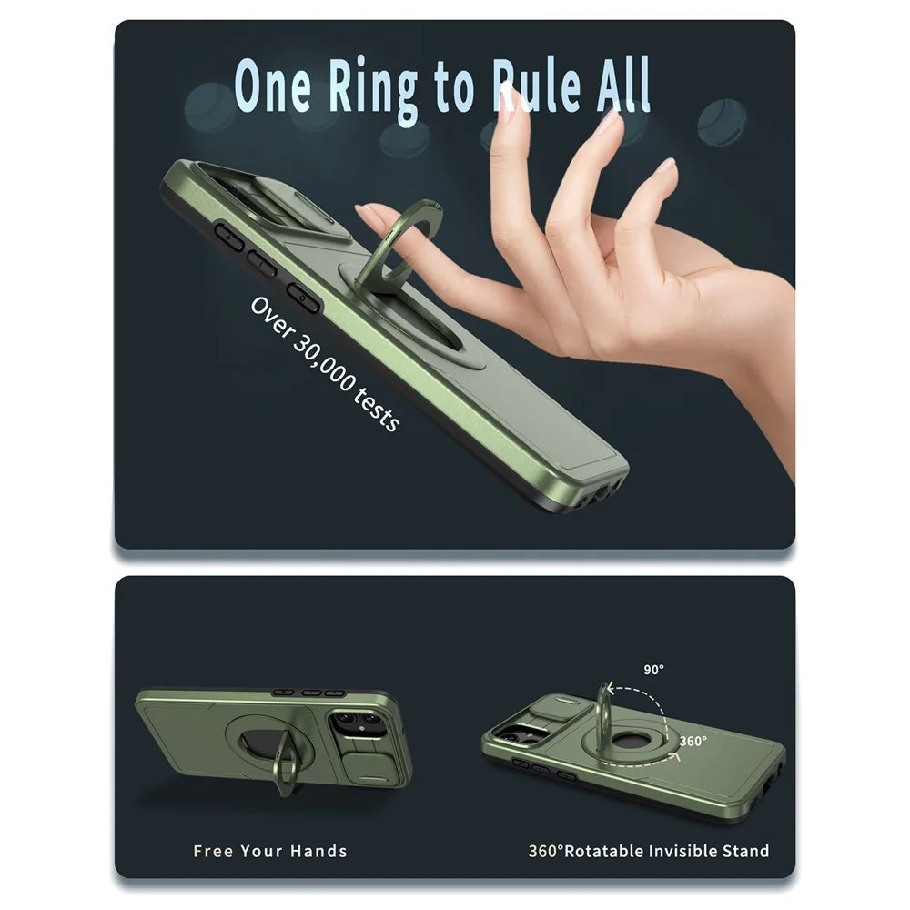 For Samsung Galaxy A05 4G Case Camera Protection Kickstand Dual Layer Hybrid TPU+PC Phone Cover - Green - 5