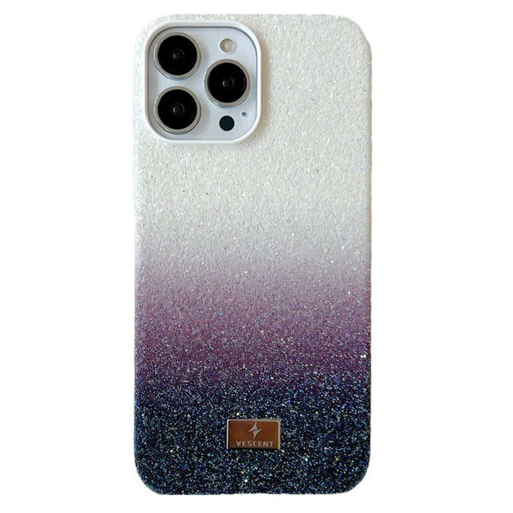 VESCENT For iPhone 12 Pro Max Cover PC+TPU Phone Case Glittery Powder Gradient Color Design - Black - 1