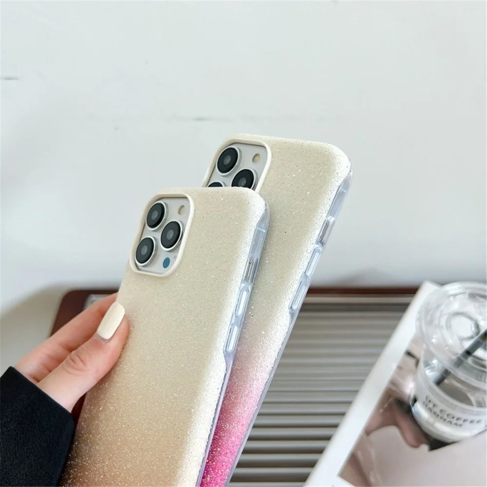 VESCENT For iPhone 14 Pro Max Shockproof Gradient Phone Case PC+TPU Phone Shell with Glittery Powder Decor - Black - 5
