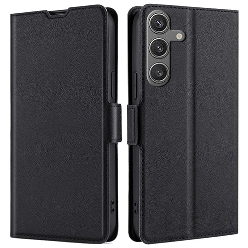For Samsung Galaxy S24 Case PU Leather Stand Phone Cover with Card Slots - Black - 1