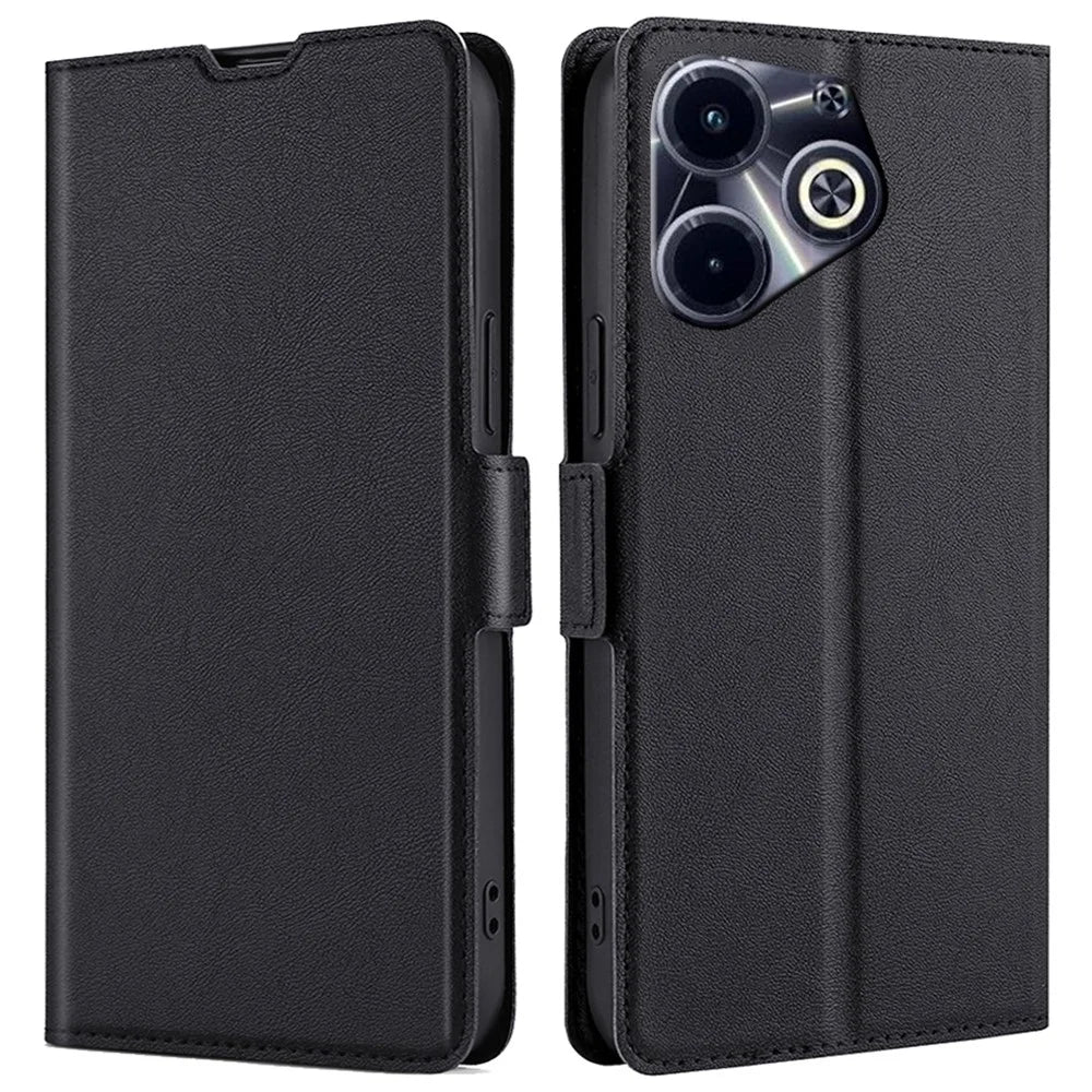 For Infinix Hot 40i Protective Case PU Leather + TPU Fully Wrapped Phone Cover - Black - 1