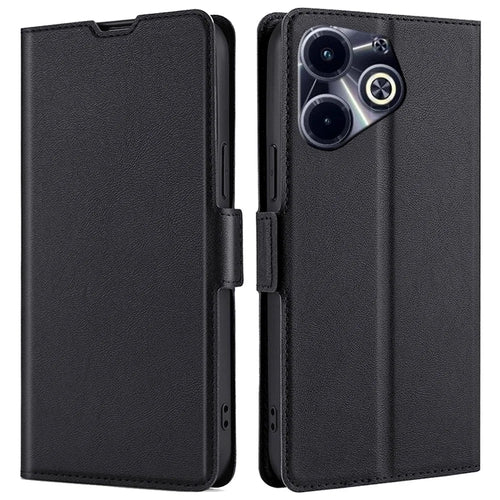 For Infinix Hot 40i Protective Case PU Leather + TPU Fully Wrapped Phone Cover - Black - 1