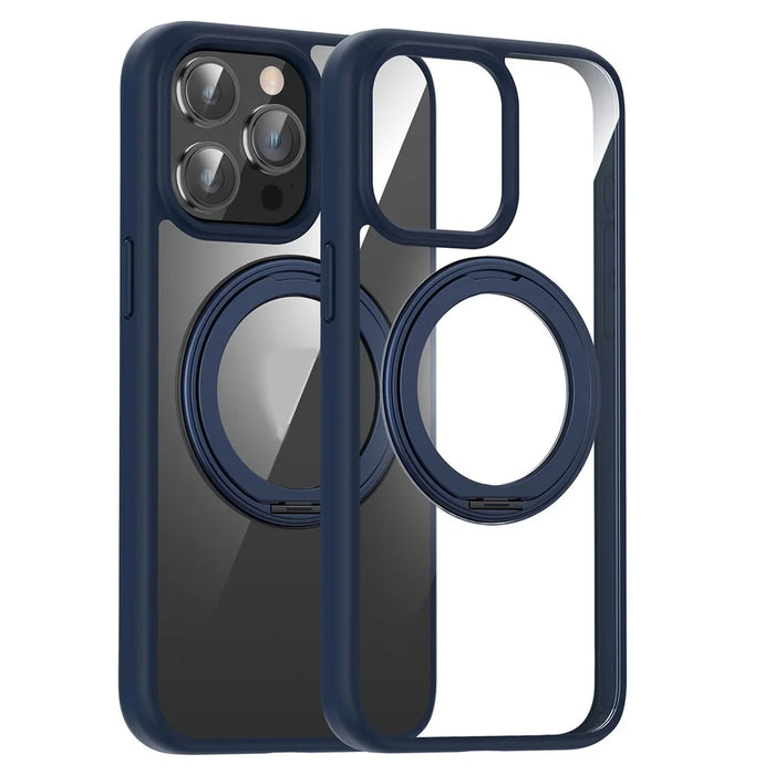 For iPhone 13 Pro Max Phone Cases PC+TPU Kickstand Back Cover Compatible with MagSafe - Dark Blue - 1