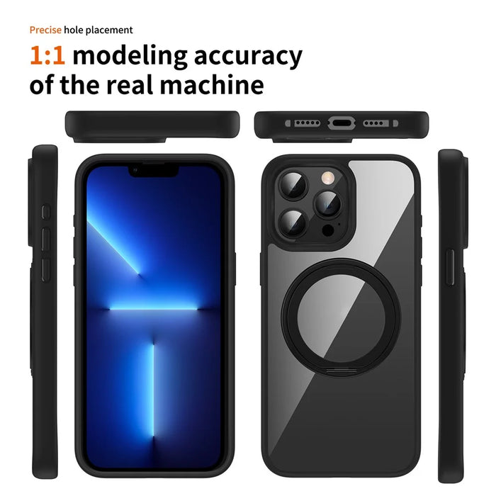 For iPhone 13 Pro Max Phone Cases PC+TPU Kickstand Back Cover Compatible with MagSafe - Dark Blue - 7