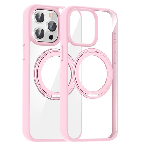 For iPhone 13 Pro PC+TPU Phone Cover Compatible with MagSafe Kickstand Back Case - Pink - 1