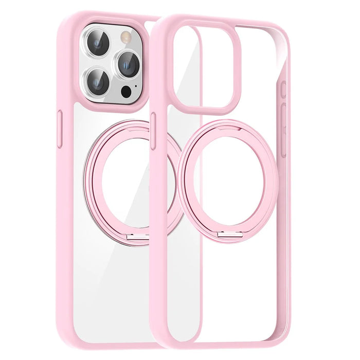 For iPhone 13 Pro PC+TPU Phone Cover Compatible with MagSafe Kickstand Back Case - Pink - 1