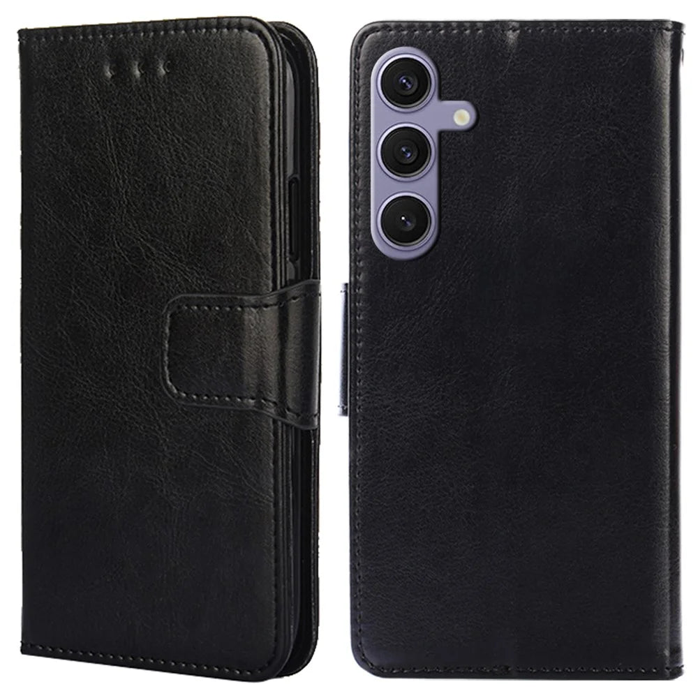 Phone Case Wallet for Samsung Galaxy S24+ TPU+PU Leather Shockproof Cell Phone Stand Cover - Black - 1