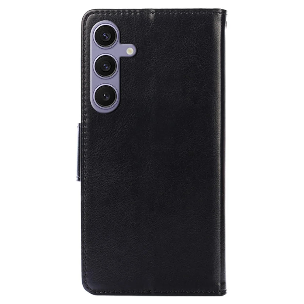 Phone Case Wallet for Samsung Galaxy S24+ TPU+PU Leather Shockproof Cell Phone Stand Cover - Black - 7
